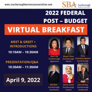 Learn about the new Federal Budget from your Scarborough MP's - SBA Breakfast